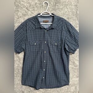 Northwest Territory Shirt Mens Extra Large Tall Blue Plaid Pearl Snap Outdoors